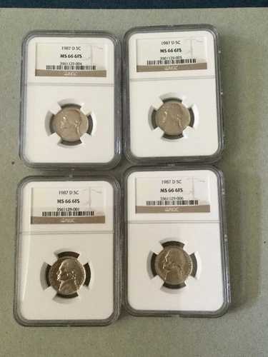 1987 D ジェファーソン ニッケル NGC MS 66 6 FS ローポップ 89 38,610円