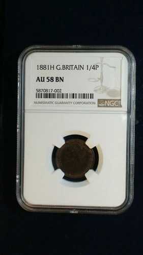 1881H イギリス 1/4 ペニー NGC AU58 BN 1/4P コイン、今すぐ販売価格!
