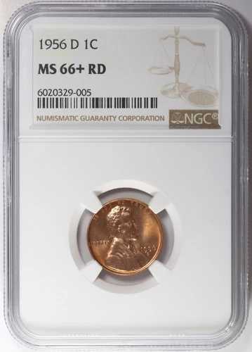 1956-D リンカーン ウィート セント NGC MS66+ プラス RD レッド 1セント