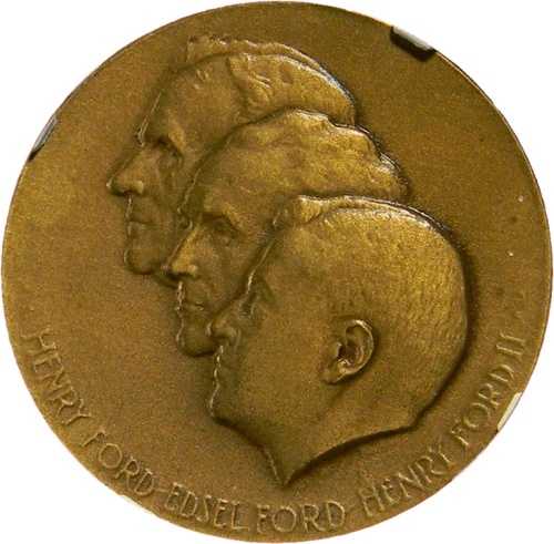 1953年フォード・モーター社50周年記念ロタンダ・ジュゲート・メダル NGC MS 67 (17-5)