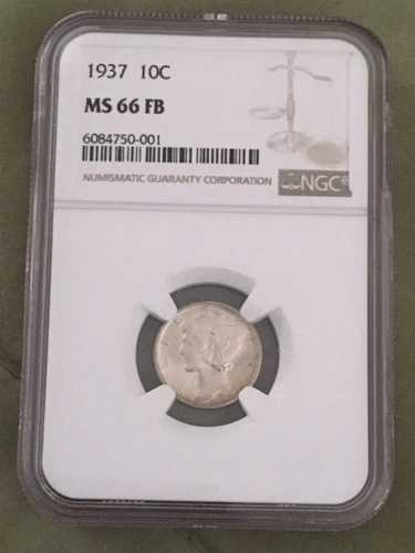 1937年 P シルバー マーキュリー ダイム NGC MS 66 FB 38,610円