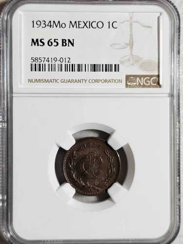 メキシコ 1 センタボ 1934 Mo NGC MS 65 BN 38,610円