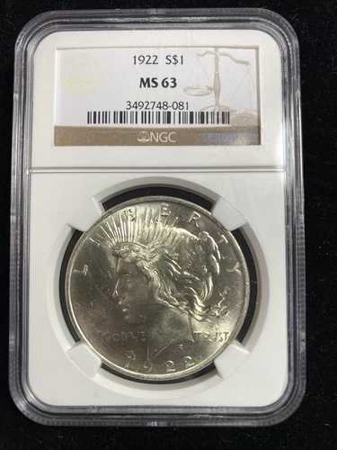 1922年 1ドル 平和ドル NGC MS63 #3492748-081