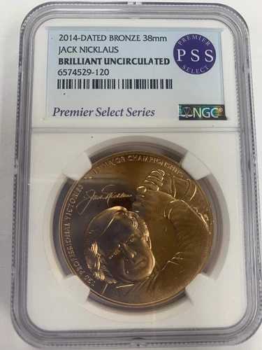 2014年 ゴルファー ジャック・ニクラウス 38mm ブロンズ アメリカ造幣局メダル NGCブリリアント UNC
