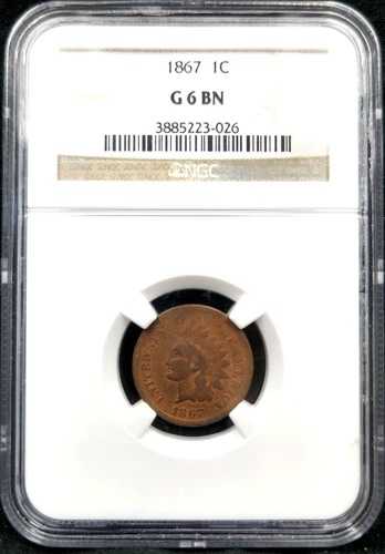 1867年 インディアンヘッド 1セント G 6 BN NGC #2650