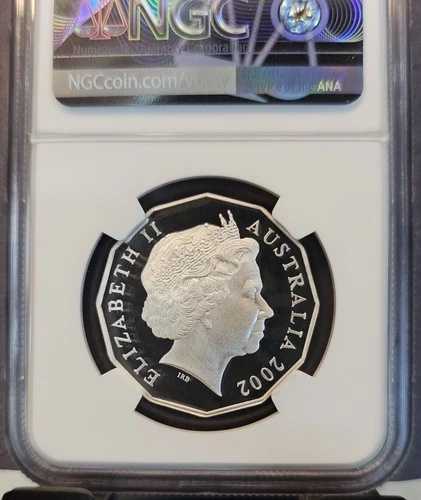 2002年 オーストラリア 50セント銀貨 エリザベス ゴールデンジュビリー NGC PF 69 ウルトラカメオ