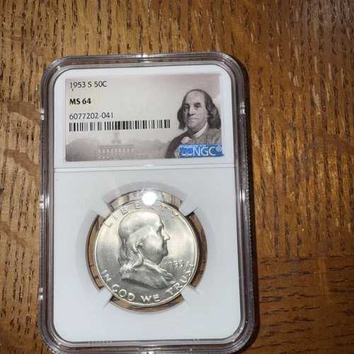 1953年 S フランクリン ハーフダラー NGC MS64