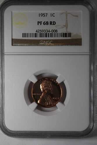 1957年 .01 NGC PF68 RD リンカーンヘッドセント、リンカーンワンセント