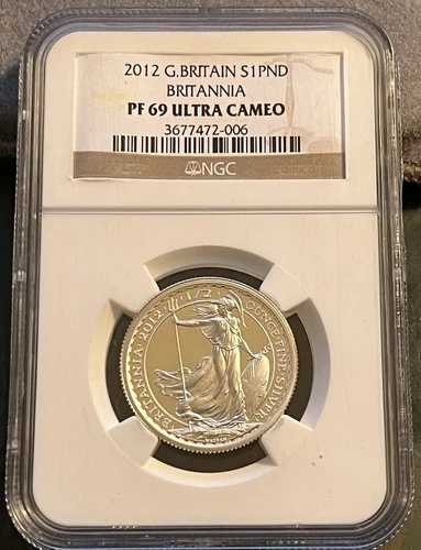 2012年 英国 ブリタニア銀貨 プルーフコイン 25周年記念 1/2オンス 1,656 NGC PF 69