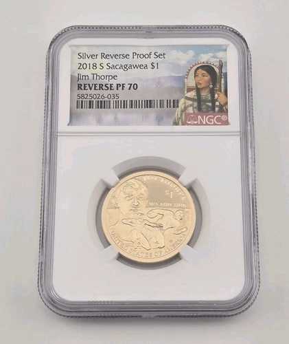2018年 S サカガウィア・ダラー $1 ジム・ソープ リバース・プルーフ NGC PF70 トップポップ