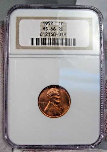 BU RED GEM 1952年リンカーン・ウィート・ペニー。NGC MS66RD
