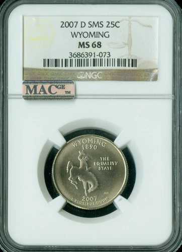 2007 D ワイオミング クォーター NGC MS68 SMS 2ND FINEST MAC スポットレス *