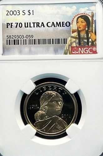 2003-S サカガウィア $1 NGC PF 70 ウルトラ カメオ サカガウィア ラベル 38,610円