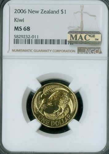 2006年ニュージーランドドル NGC MS68 2ND PHINES MAC SPOTLESS 3,000枚発行 *