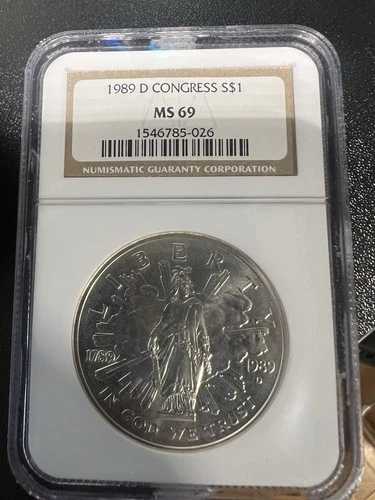 1989-D 議会 $1 NGC MS 69 シルバー現代記念ドル