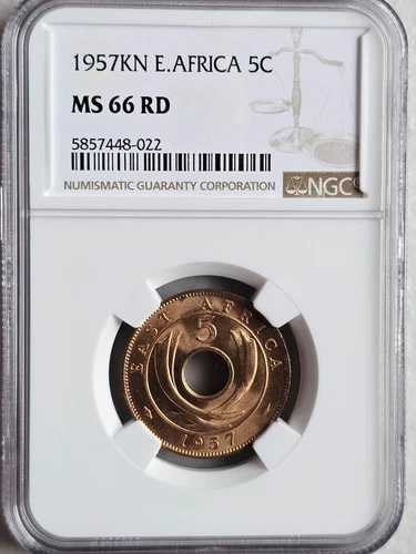 イギリス東アフリカ 5セント 1957KN NGC MS 66 RD