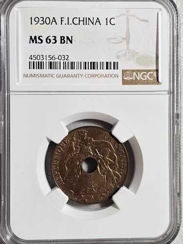 フランス領インドシナ 1セント 1930A NGC MS 63 BN