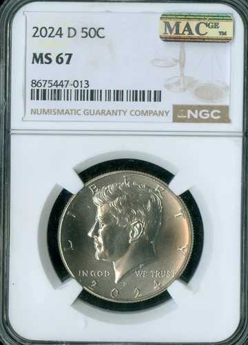 2024 P & D ケネディ ハーフ ドル 2 コイン セット NGC MS67 MAC スポットレス。