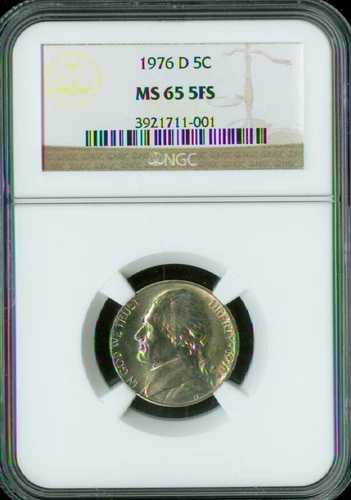 1976 D ジェファーソン ニッケル NGC MS65 FS タフ デート。 38,610円