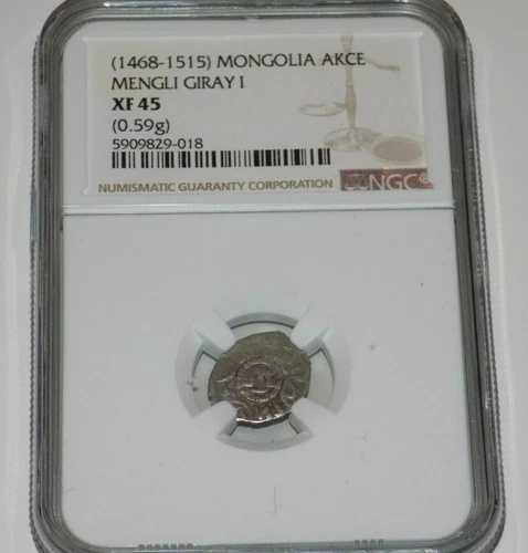 1468-1515 モンゴル AKCE MENGLI GIRAY I NCG XF45 中世クリミア タタール コイン