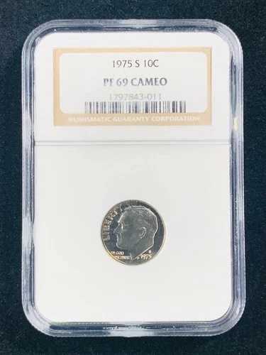 1975 S 10C ルーズベルト ダイム PF69 カメオ NGC; PR69 CAM; SKU 2641