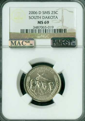 2006 D サウスダコタ クォーター NGC MS69 SMS MAC FINEST REGISTRY MAC SPOTLESS *