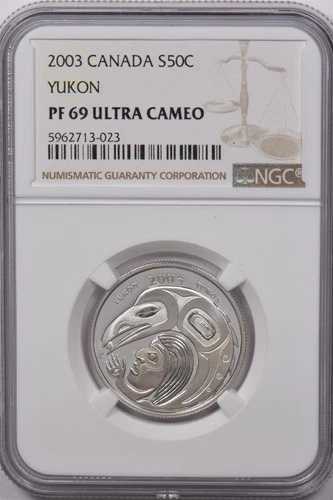 カナダ 2003 50セント シルバー NGC プルーフ 69 ウルトラカメオ ユーコン NG1606 コンバインシップ