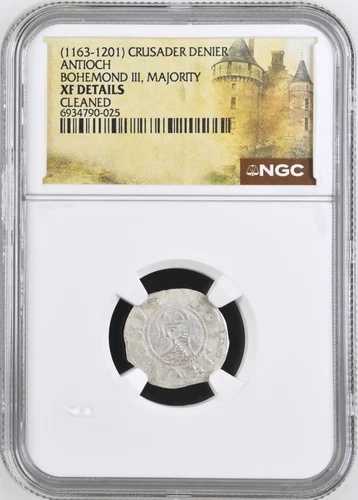 アンティオキア・ボエモンドIII NGC XF 詳細 シルバーデニール テンプル騎士団十字軍十字架