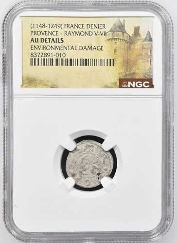レイモンド5世 フランス プロヴァンス NGC AU 詳細 シルバー デニール テンプル騎士団 十字軍