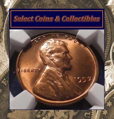 1957年-P リンカーン・ウィート・セント NGC MS 66 RD \