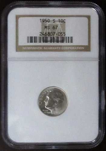 1950年 S ルーズベルト ダイム、NGC MS 67