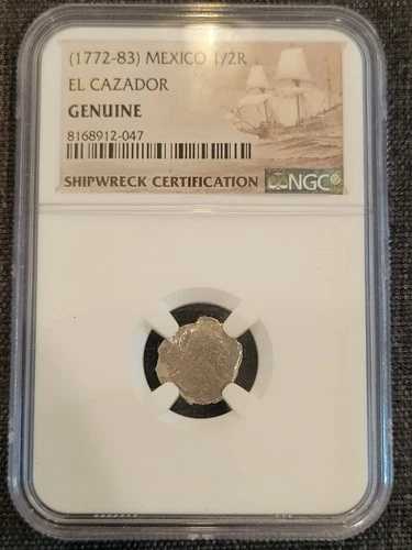 難破船 1772-83 メキシコ 1/2r レアル エル カサドール NGC 認定本物