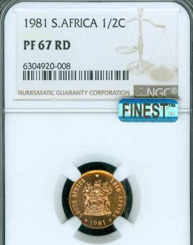 1981年 南アフリカ ハーフセント NGC PF67 レッドマック 最高グレード＆スポットレス *