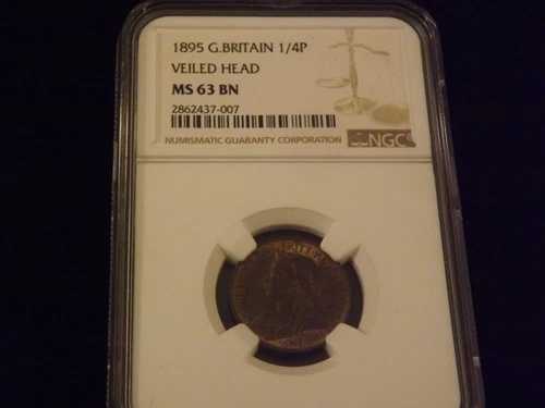 1895 1/4 P ベールヘッド NGC MS 63 BN