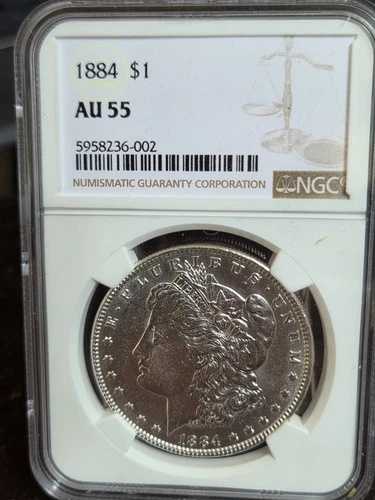 1884-P モルガン銀貨 NGC AU55 #5958236-002 - 美しい光沢