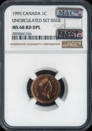 1995年カナダスモールセント 1C NGC MS68 RD DPL MAC - 品質