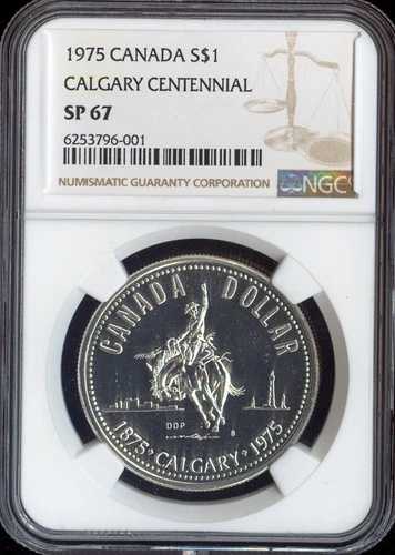 1975年カナダドル銀貨 $1 NGC SP67 カルガリー - 品質
