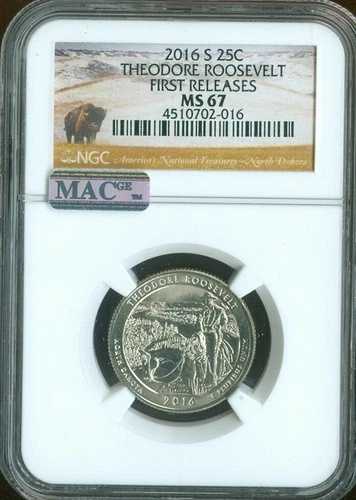 2016-S セオドア・ルーズベルト クォーター NGC MS67 ファーストリリース MAC 品質