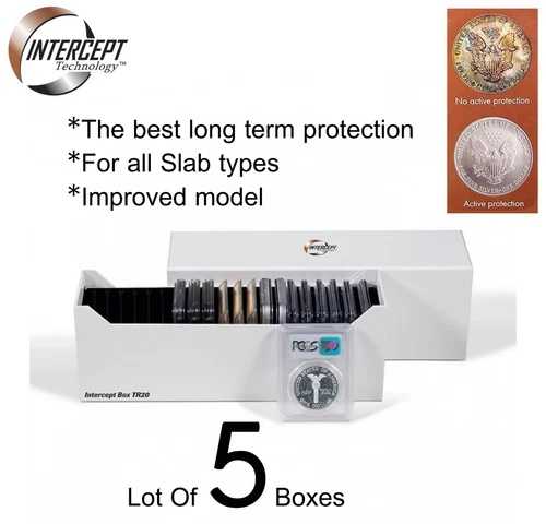 X5 PCGS NGC 長期変色防止コインスラブ保管ボックス Lighthouse Intercept