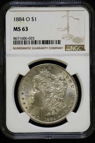 米国 1884-O モルガン銀貨 MS-63 NCG S816