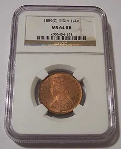 インド - イギリス - ビクトリア 1889 (C) 1/4 アンナ MS64 RB NGC 40,040円