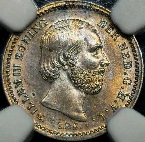 5 セント 1850 年 ヘルマン・アドリアン・ウィレム 3 世 ルクセンブルク公爵 オランダ MS63 NGC!!! 40,040円