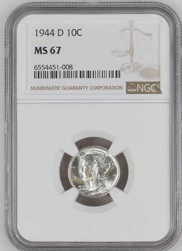 1944-D 10セント マーキュリーダイム NGC MS67 6554451-008