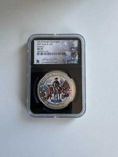 2021年 クック島 シンガポールドル 2.5トロイオンス 銀貨 米国 ライフ・オブ・ザ・GWシリーズ ジェネラル - NGC MS70