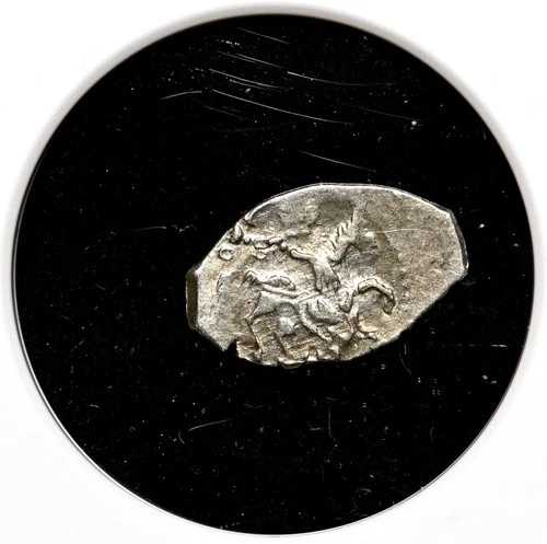 ロシア。イヴァン3世（1462-1505年）、銀のデンガ、モスクワ、騎手型、NGC AU58