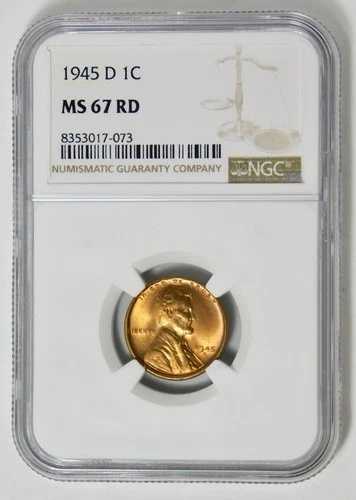 1945-D リンカーン・ウィート・セント 高品位！NGC MS-67 RD