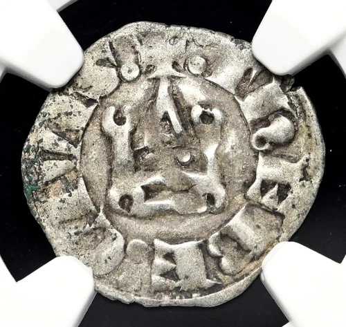 十字軍、アテネ。ギー2世・ド・ラ・ロッシュ作、1287-1308年、銀デニール、NGC VF35 40,040円