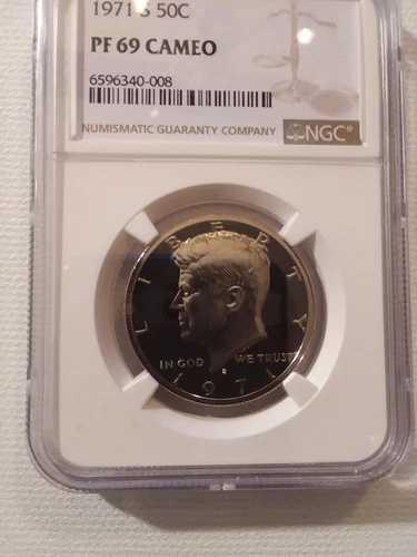 1971-S NGC PF 69 カメオ ケネディ ハーフ ダラー *** ほぼ完璧なカメオ プルーフ ***