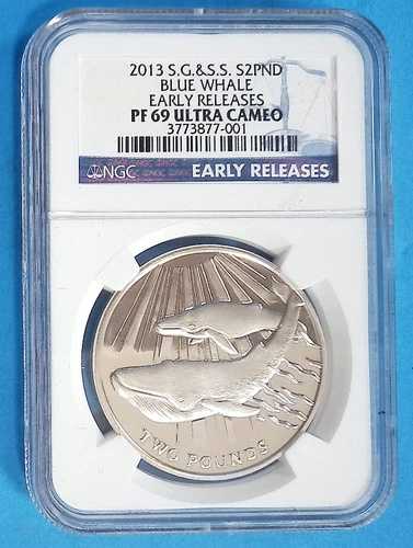 2013年 サウスジョージア島およびサウスサンドウィッチ諸島 2PND シロナガスクジラ NGC PF69 ウルトラカメオ