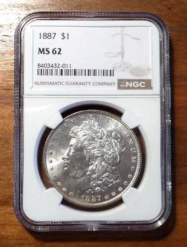 1887年モルガン銀貨 NGCグレード MS62